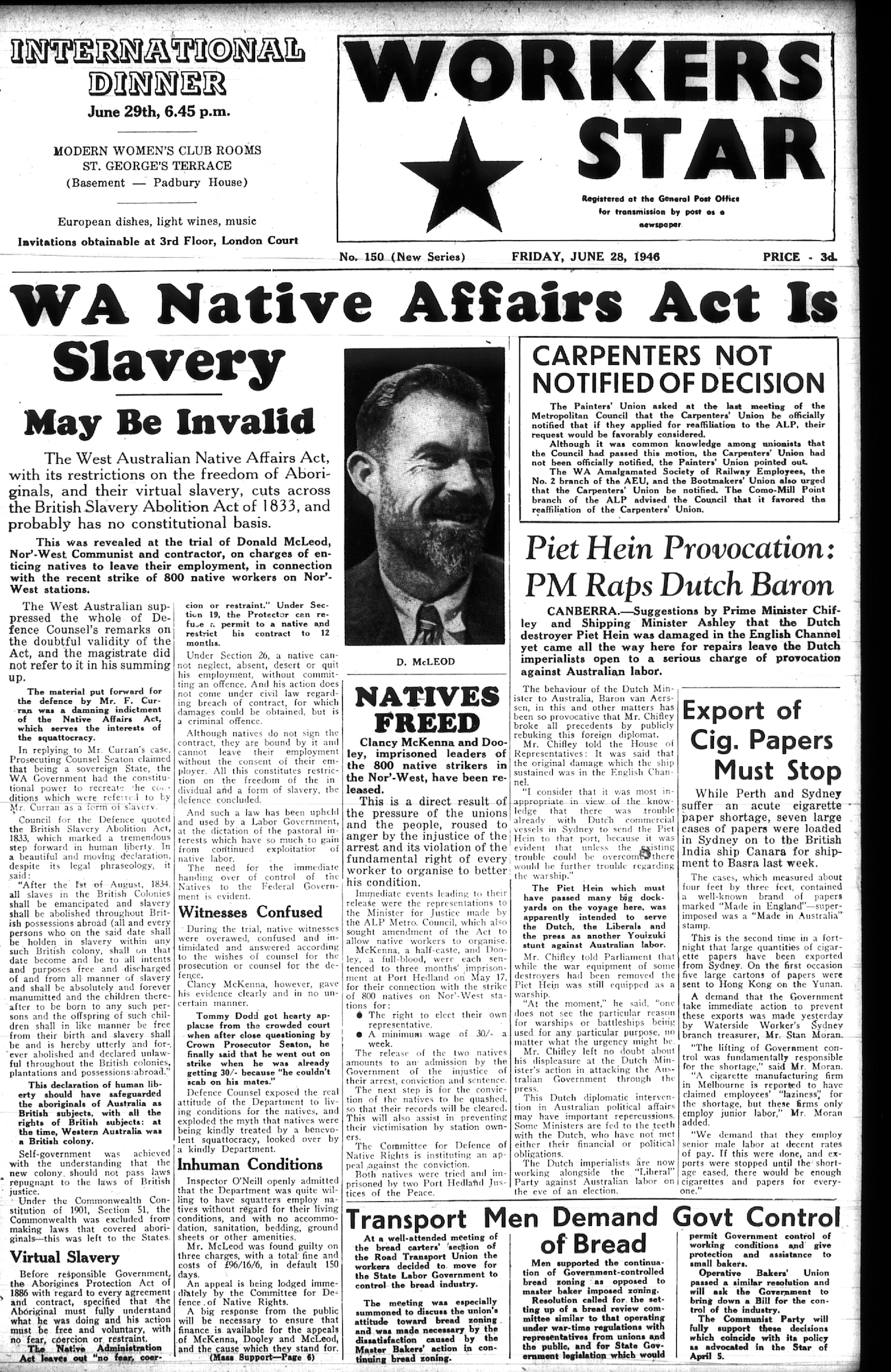 WA Native Affairs Act is Slavery newspaper article