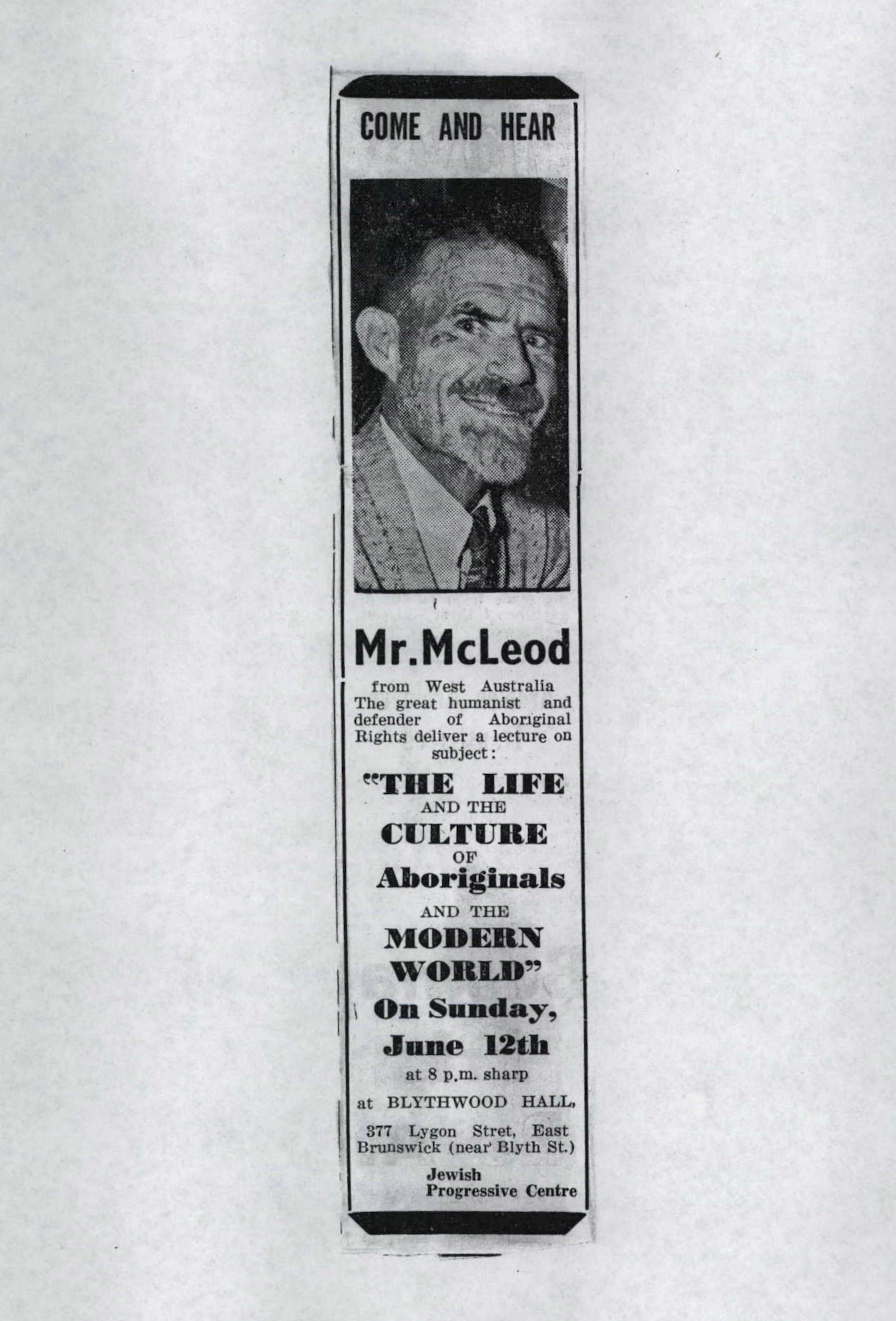 Unsourced newspaper cutting, Don McLeod ASIO, National Archives of Australia